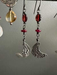 Image 12 of garnet and ruby crescent moon earrings