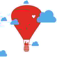 Image 2 of Heißluftballon Wandtattoo mit Wolken