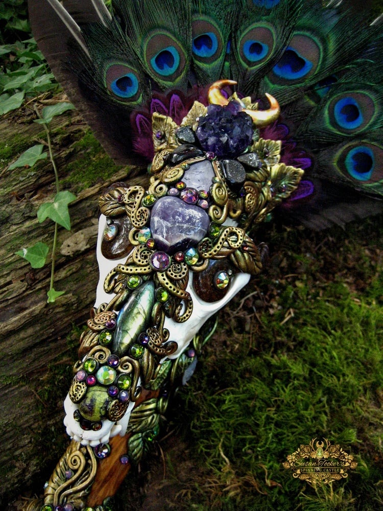 Image of COYOTE SPIRIT - Pagan Skull Crystal Scepter Wand Totem Magick Shaman Altar Art