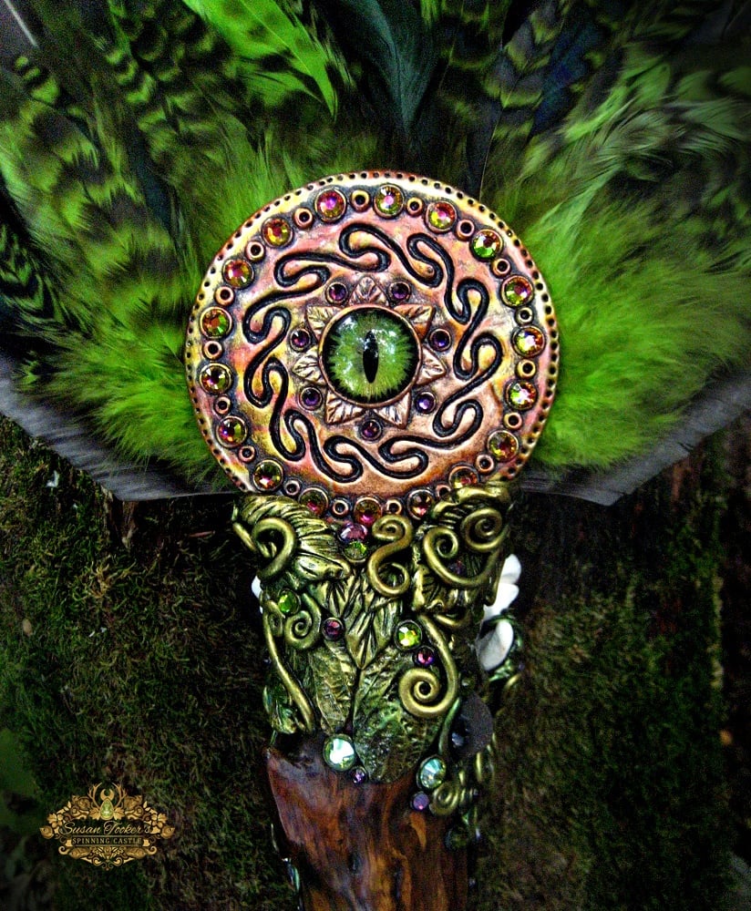 Image of COYOTE SPIRIT - Pagan Skull Crystal Scepter Wand Totem Magick Shaman Altar Art