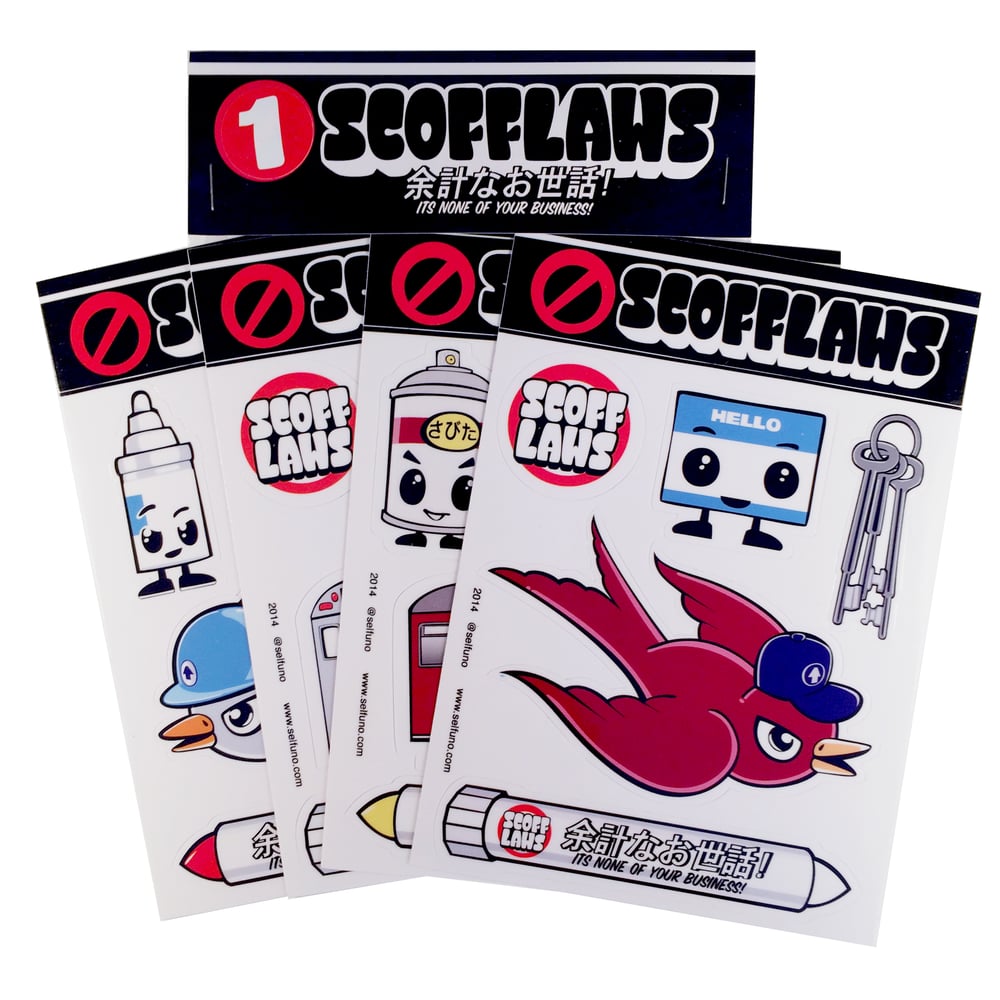 Image of SCOFFLAWS sticker sheets FULL SET #1