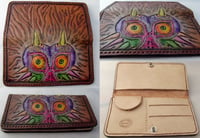 Image 1 of Custom Hand Tooled Leather Women's Clutch Wallet. Your image/design or idea. Ladies roper style.