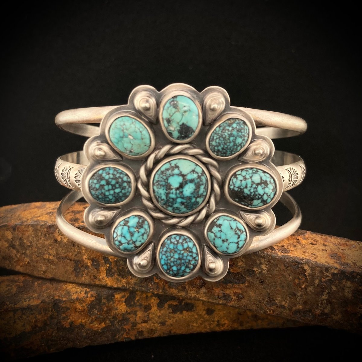 Kingman Turquoise Cluster Bracelet