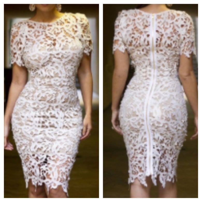 Image of Cream Lace Midi Dress