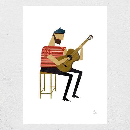 Image of Guitarist Print 
