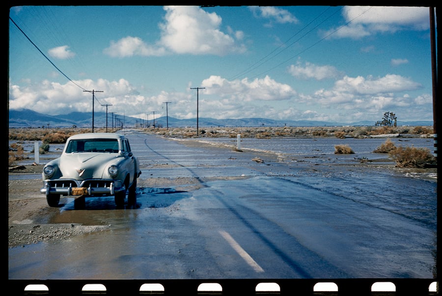 Image of Flooded Road.  The South West 1950's