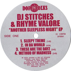 Image of DJ STITCHES & RHYME VALORE "ANOTHER SLEEPLESS NIGHT" EP