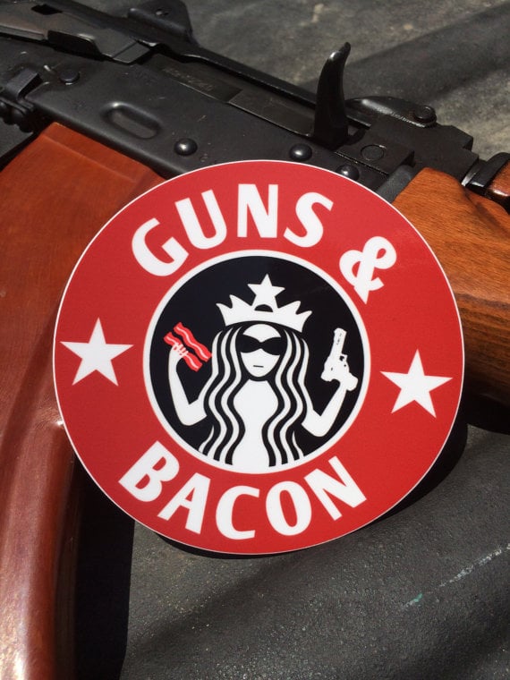Image of Guns and BACON decal 4"
