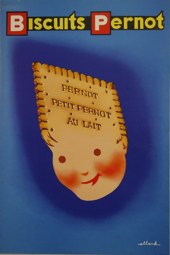 Image of The Pernod cookies : Vintage Poster of Burgundy / Affiche vintage : Les biscuits Pernod de Dijon / 