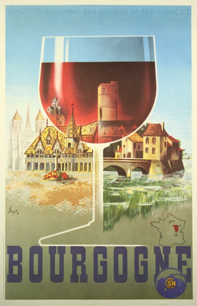 Image of Vintage Poster of Burgundy - Affiche ancienne : Bourgogne SNCF / 