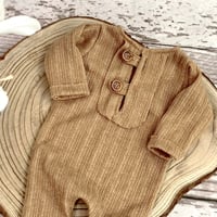 Image 2 of Newborn boys romper Rolando | camel