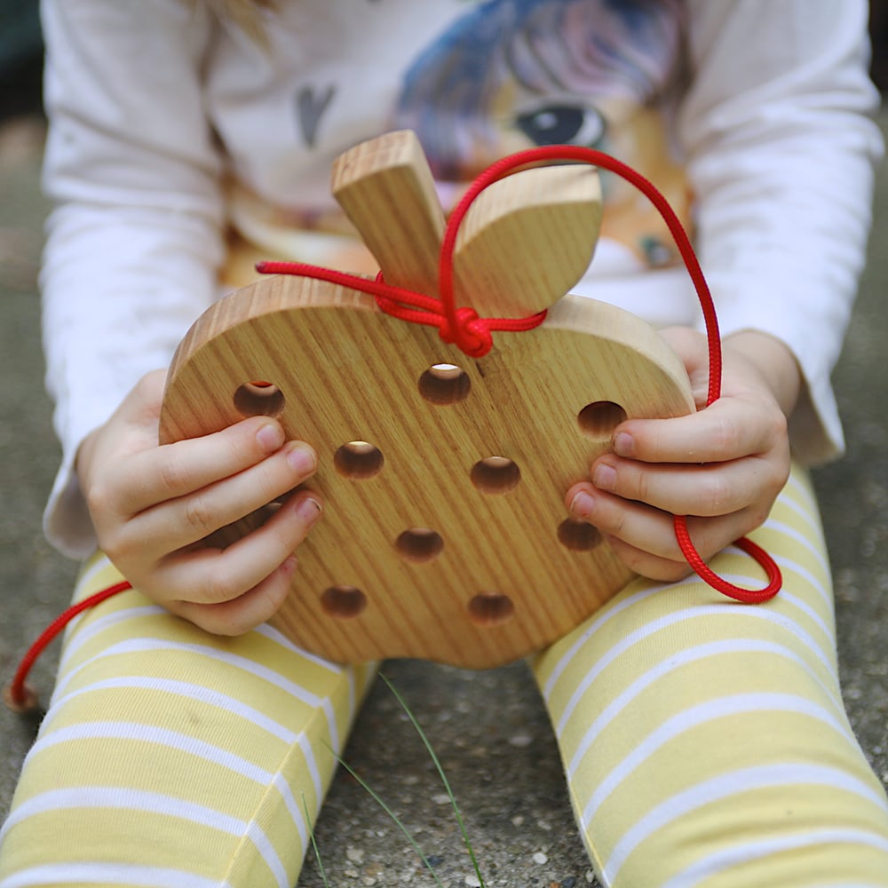 Image of Wormy Apple!™ Wooden Lacing and Threading Toy™