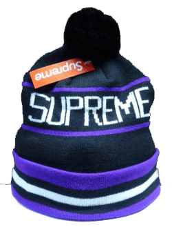 Image of Supreme Beanie Purple/blk/White