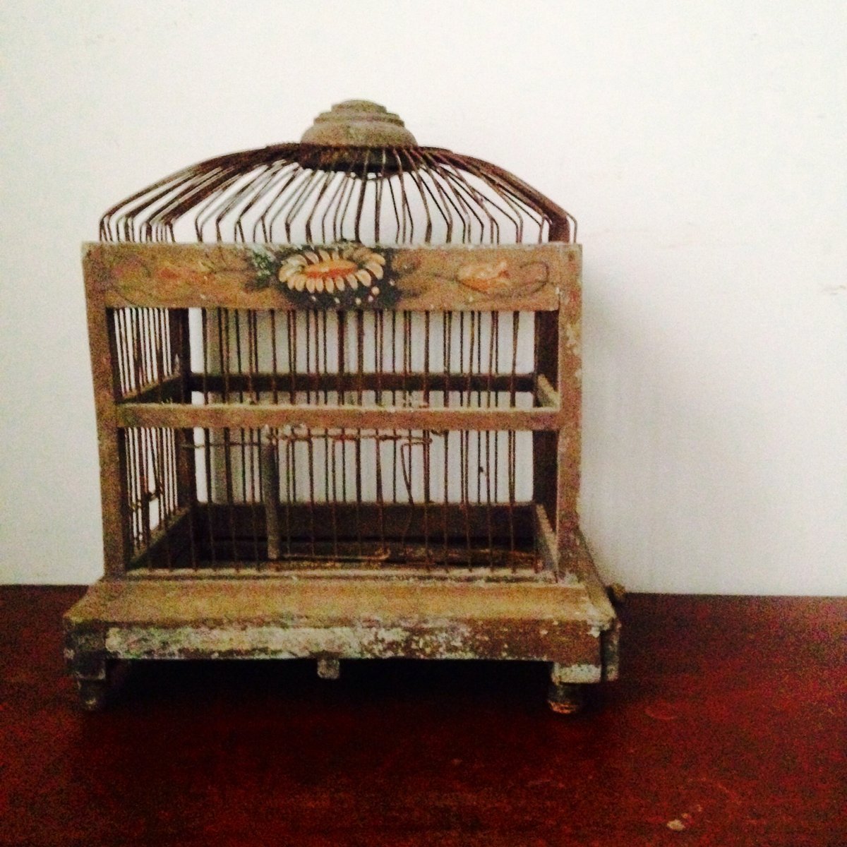 Vintage wooden birdcage
