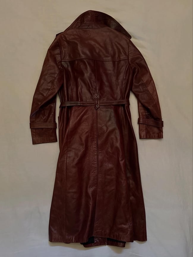 early 70s leather trench riding coat with the perfect patina