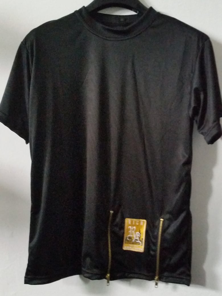 Image of Black 2 Zips T Shirt  
