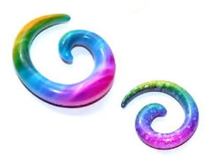 Image of Acrylic Rainbow Spiral Ear Tapers / Expanders