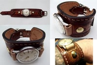 Image 1 of Custom Hand Tooled Leather Watch Band Cuff. Your image/design or idea.