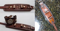 Image 3 of Custom Hand Tooled Leather Watch Band Cuff. Your image/design or idea.