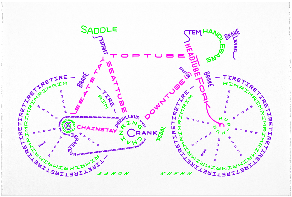 Image of Bicycle Typogram - 3-color Print
