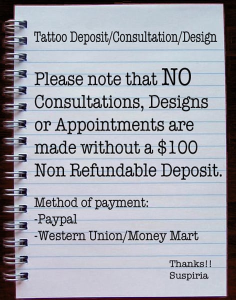 Image of Tattoo Deposit/Consultation