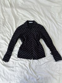 Image 1 of 00s Black and purple striped shirt // S