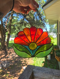 Image 1 of Stained glass large Red Daisy