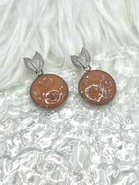 Image 1 of SILVER & PEACH LEAF DANGLES 