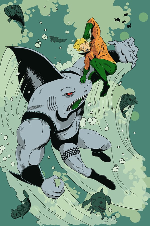 Image of Aquaman v. King Shark Print