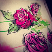 Image of (Large) "Mini" PINK watercolor rose painting