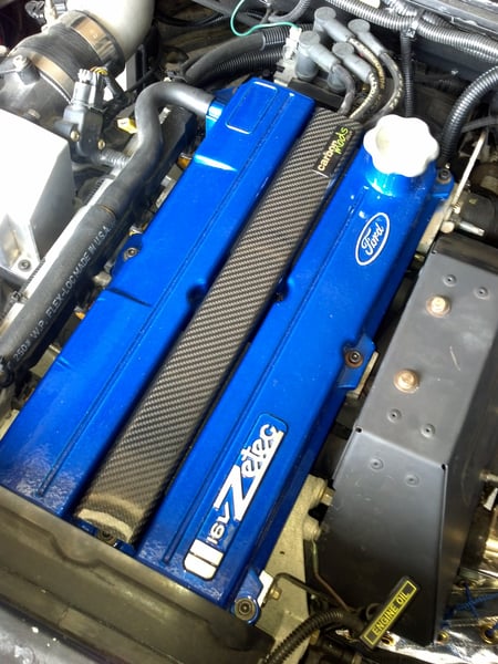 Image of Ford Focus Zetec RS Candy Blue Valve Cover + Carbon Fiber Spark Cover