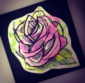 Image of (Medium) "Mini" PINK Watercolor Rose painting
