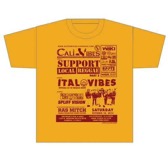 Image of SUPPORT LOCAL REGGAE PART 2 FLYER SHIRT