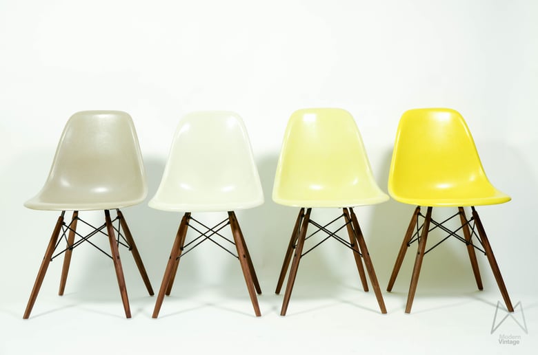 Image of Herman Miller Set of 4 Side Chair in different colors Vintage fiberglass for sale