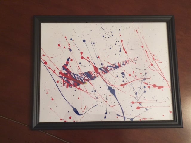 Image of KU Inspired Splatter Paint Artwork WITH FRAME