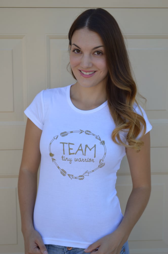 Image of ADULT "TEAM TINY WARRIOR" TEE (GOLD ON WHITE)