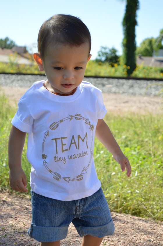 Image of "TEAM TINY WARRIOR" TEE (GOLD ON WHITE)