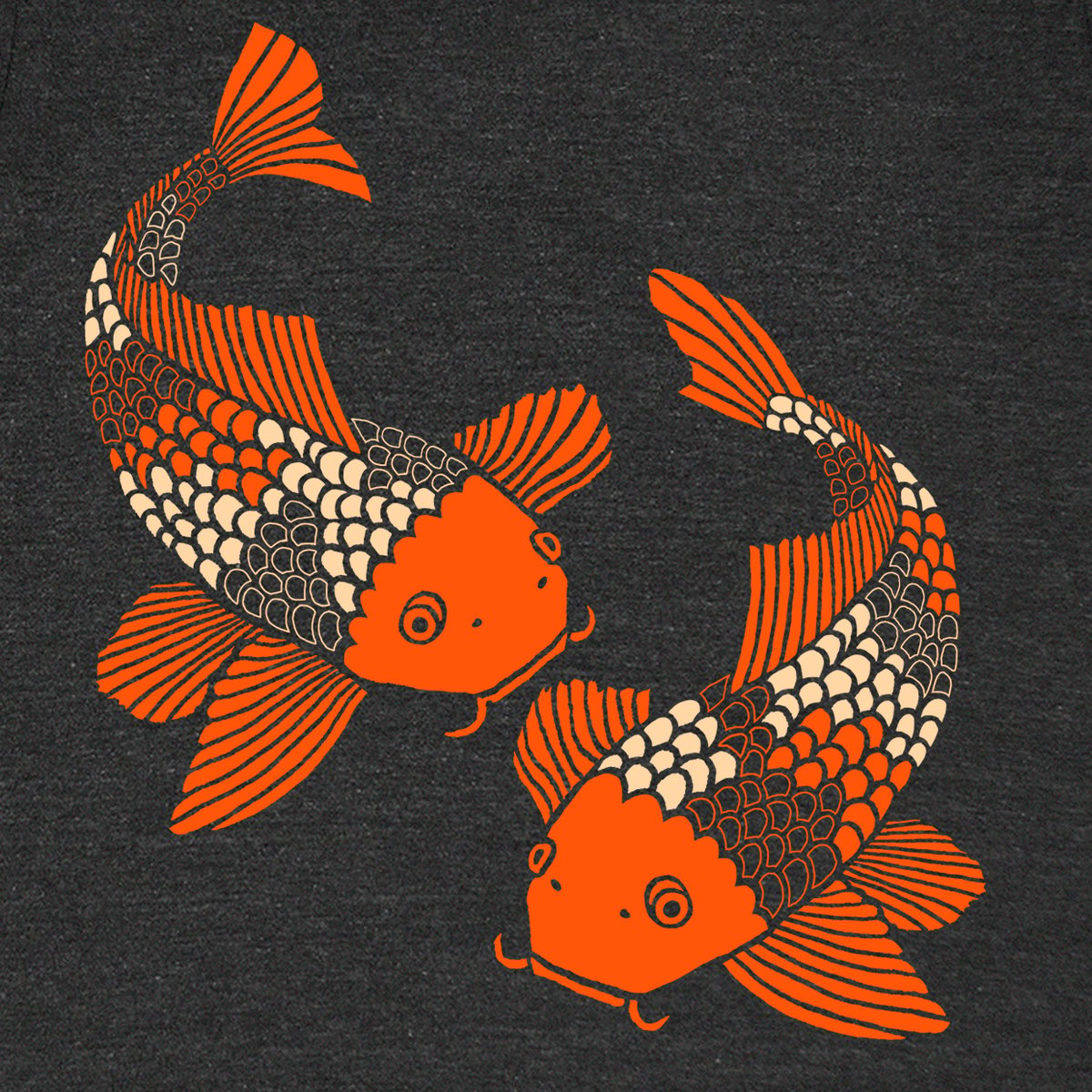 GNOME ENTERPRISES  Handprinted T-shirts for Men + Women + Kids + Infants —  Koi Fish T-shirt