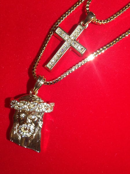 Image of Gold Cross and Jesus piece