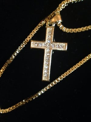 Image of Gold Cross and Jesus piece