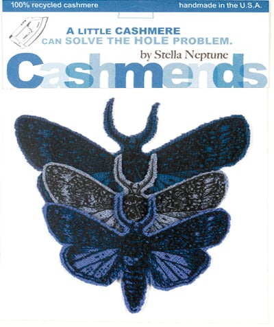 Image of Iron-on Cashmere Moths - Triple Blue