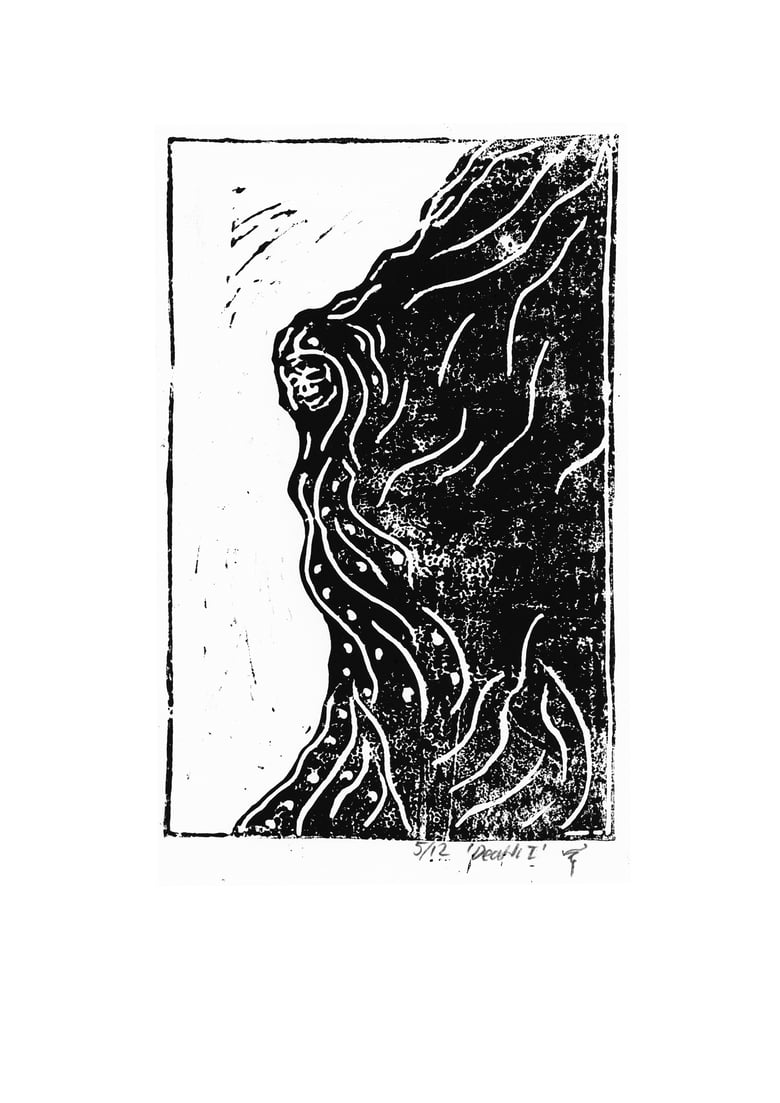 Image of Death I Linograph