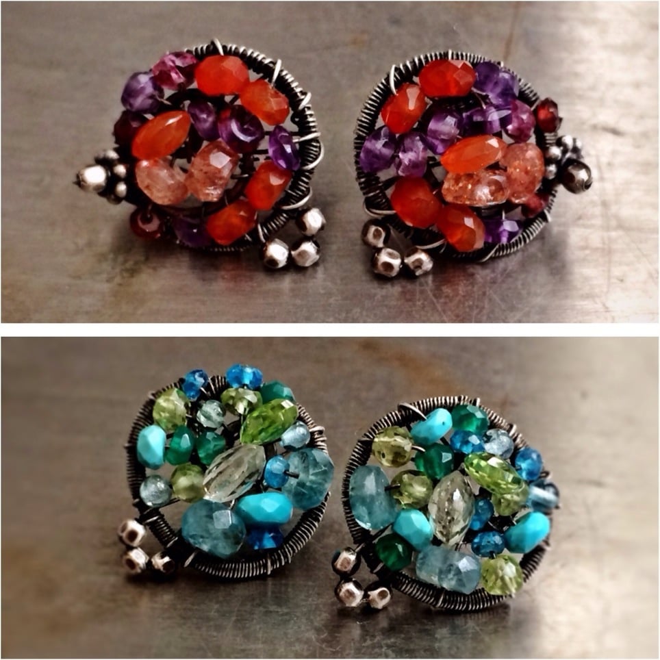 Image of Mosaic Button Earrings