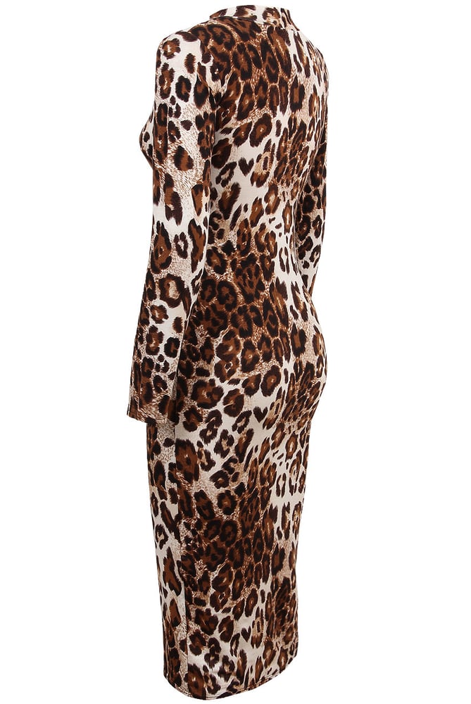 Image of Leah Leopard Midi Bodycon
