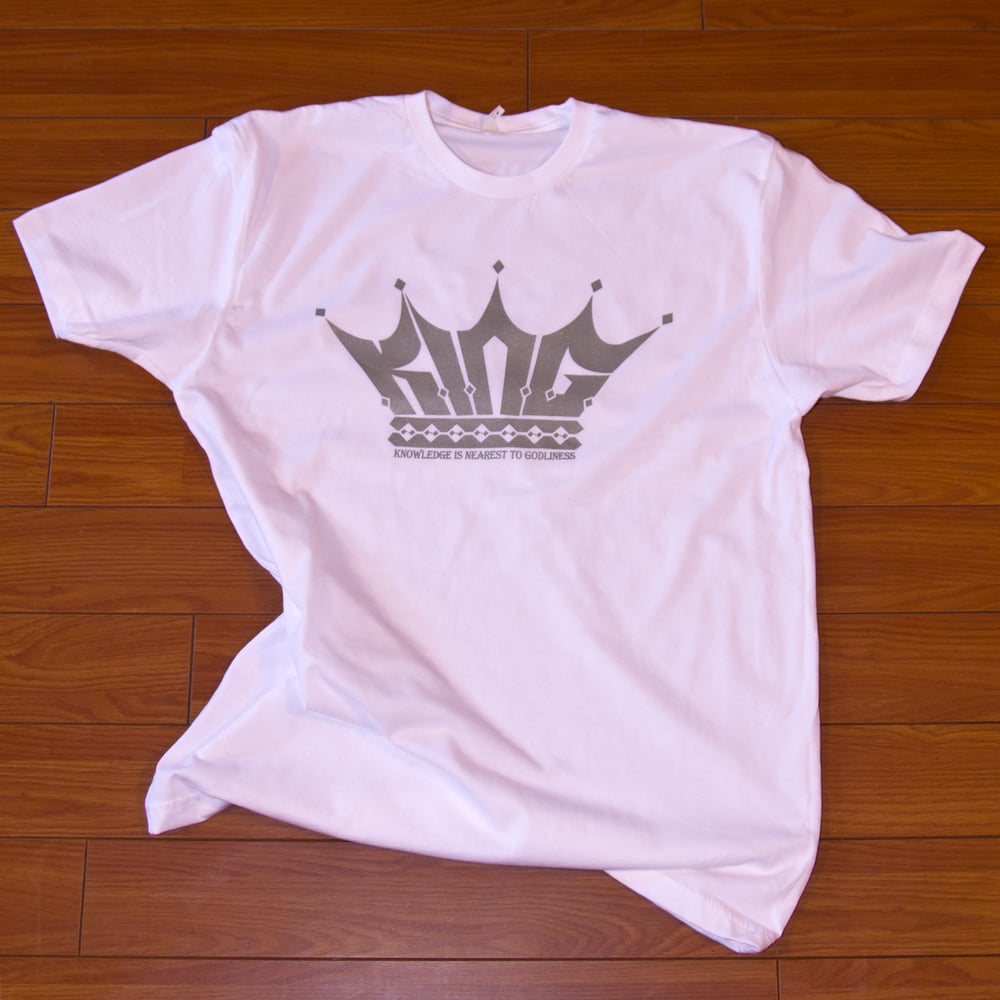 Image of WHITE AND METALLIC SILVER TEE