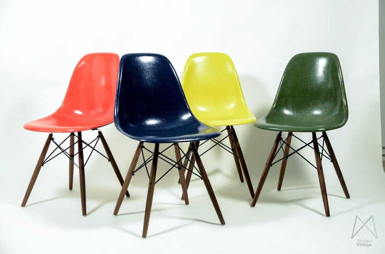 Image of Eames Side Chairs Wooden Base Different Colors Herman Miller not VItra