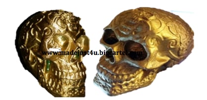 Image of Halloween Personalised Gold Skull Ornament 