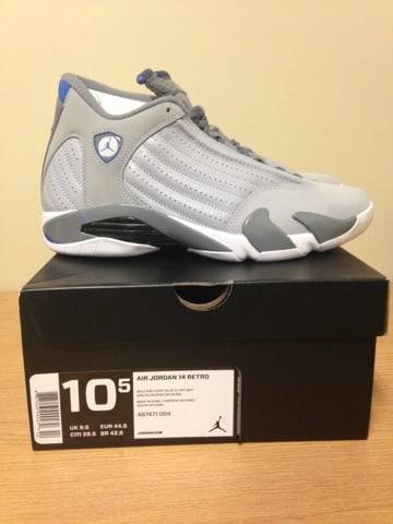 Image of Jordan 14 (XIV) Wolf Grey size 10.5