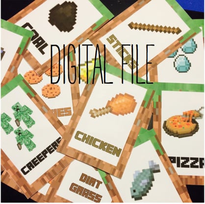 Image of Minecraft Inspired Party Food Cards - PRINTABLE DIGITAL FILE ONLY