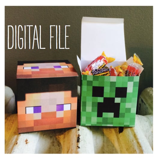 Image of Minecraft Inspired Favor Boxes - PRINTABLE DIGITAL FILE ONLY